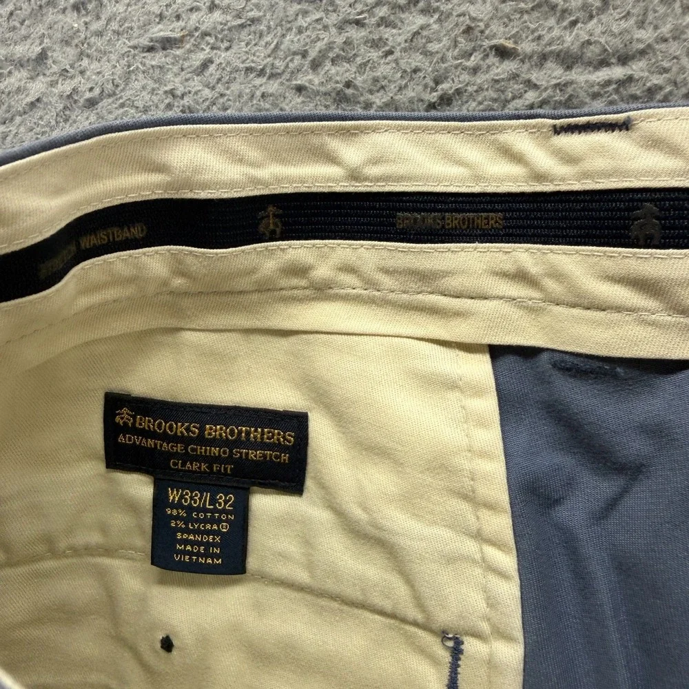 Brooks Brothers Clark Pant Mens 33x32 Gray Cotton Chino Straight Business Preppy